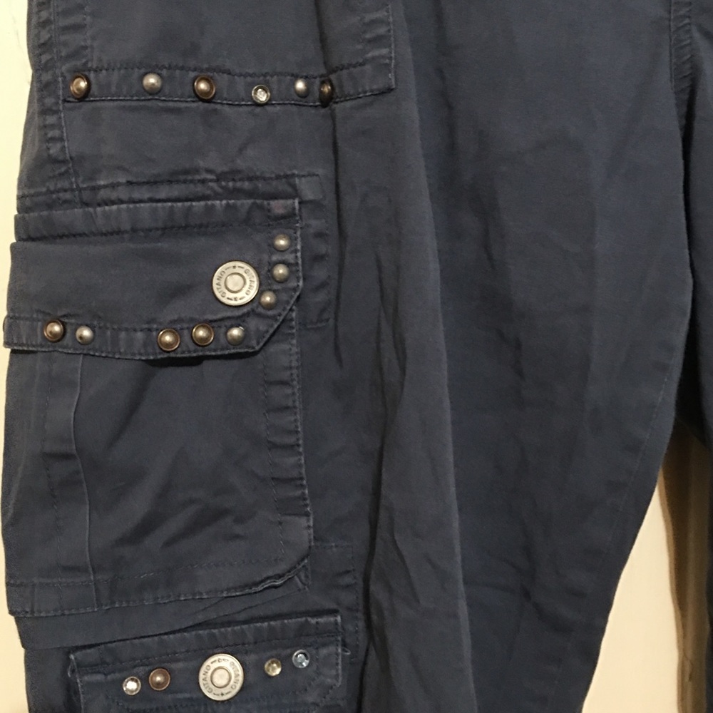 GITANO VINTAGE 90’s‎ EMBELLISHE Blue women’s CARGO PANTS 16W - Picture 6 of 11